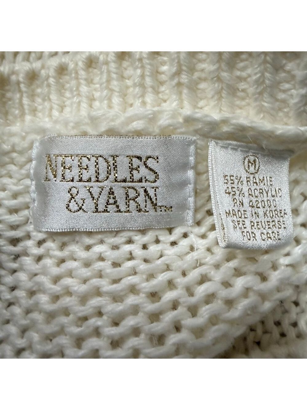 Vintage Needles & Yarn Floral Knit Cardigan Sweater Size Medium - Picture 8 of 9